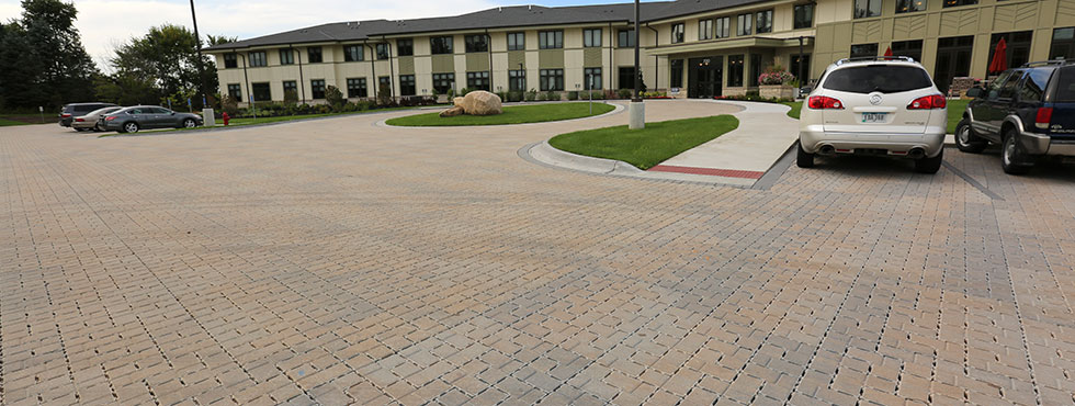 Permeable pavers drive and parking at The Views